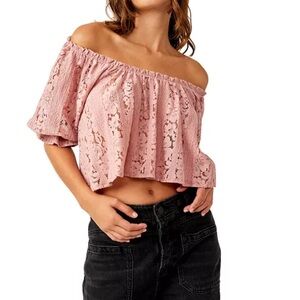 Free People Copper Tag Convertible Lace Crop Top Size XL